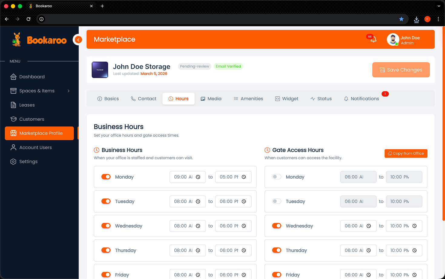 Availability schedule