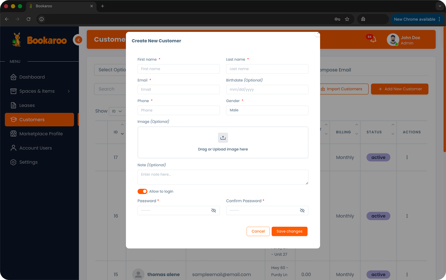 Add, import, export customers